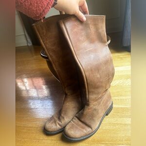 Women’s Franco Sarto wide calf brown leather boots size 8